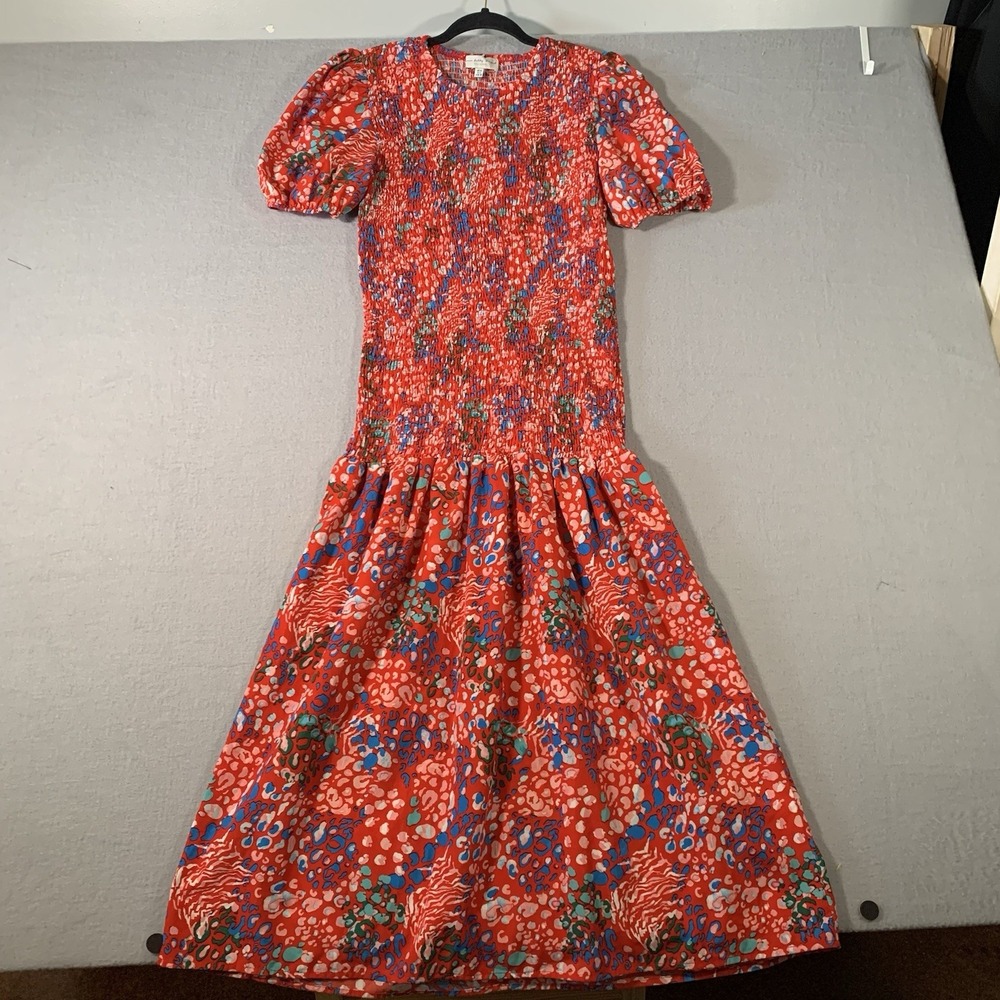 Never Fully Dressed Scarlett Red Cheetah Print Smocked Dress Size 6 - Picture 1 of 8